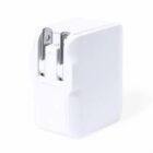 White plastic pencil sharpener with dual metal blades on top.