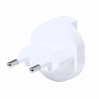White two-prong plug adapter against a plain background.