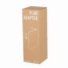 Box packaging for a plug adapter with an outlined image on the front.