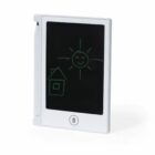 Small drawing tablet with a house and sun sketch on its screen.