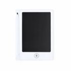 White electronic LCD writing tablet with a black screen and attached stylus.