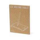 Brown cardboard packaging for an LCD writing tablet with pen illustration.
