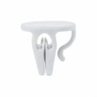 White wall hook with a rounded top and two prongs.