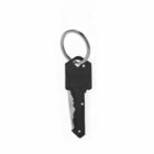 A single black key with a keyring attached.