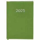 Green 2025 planner or diary with silver text on the cover.