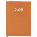An orange 2025 planner or diary with white text on the cover.