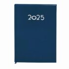 A blue 2025 planner with silver text on the cover.