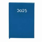 A blue 2025 planner with white text on the cover.