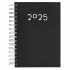 Black spiral-bound planner with 2025 printed in white on the cover.