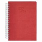 Red spiral notebook with 2025 embossed on the cover.