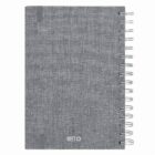 Gray spiral-bound notebook with a textured cover and RPET logo at the bottom center.