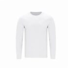 Plain white long-sleeve crew neck shirt on a white background.