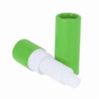Green and white glue stick with the cap removed, displayed on a white background.