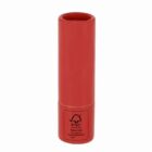 Red cylindrical container with FSC recycled symbol and certification text on the lower half.