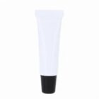 A white cosmetic tube with a black cap on a plain white background.
