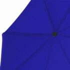 Close-up of a blue umbrella canopy with a black center.