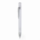 White and silver retractable ballpoint pen on a plain white background.