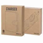 Two brown cardboard boxes with CHARGER and a wireless charger illustration on them.