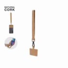 Natural cork phone lanyard with a card holder, shown attached to a smartphone.