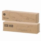 Two brown cardboard boxes labeled USB HUB with a line drawing of a USB hub on each.