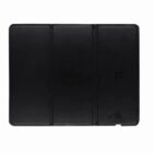 Black rectangular tablet cover with three vertical fold lines, viewed from above.