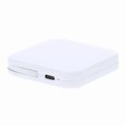 A white, square-shaped electronic device with a USB-C port on the side.