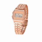 Rose gold digital wristwatch with a metal link band, displaying the time 11:38.