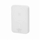 White rectangular wireless charger with a circular charging pad and indicator light.