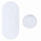 Two white wireless charging pads with minimalistic design on a plain white background.