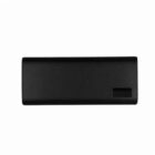 Black rectangular power bank with a small display on a plain white background.