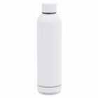 White reusable water bottle with a screw-on lid and a gray accent at the bottom.