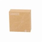 Cardboard box with a wireless charger illustration and the word CHARGER on it.