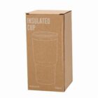 Cardboard box labeled Insulated Cup, showing a cup outline, in azul/blue, 500 ml.