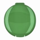 Green circular lid with small tabs on opposite sides, viewed from above.