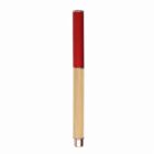 Red and tan wooden tip walking cane, vertical position, white background.
