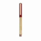 A gold and red pen with a sleek, modern design on a white background.