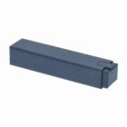 A long, rectangular black box with a textured surface on a white background.