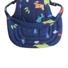 Colorful dinosaur-themed baby carrier seat cover.