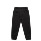 Black jogging pants on a plain white background.