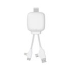 White multi-device charger with USB, USB-C, and Lightning connectors.