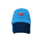 Blue cap with a neck flap and a red balducci logo in front.