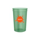 Green cup with orange splash design and Sports text.