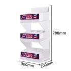 Clear display rack with three shelves and a height of 700mm, width 300mm, depth 200mm.