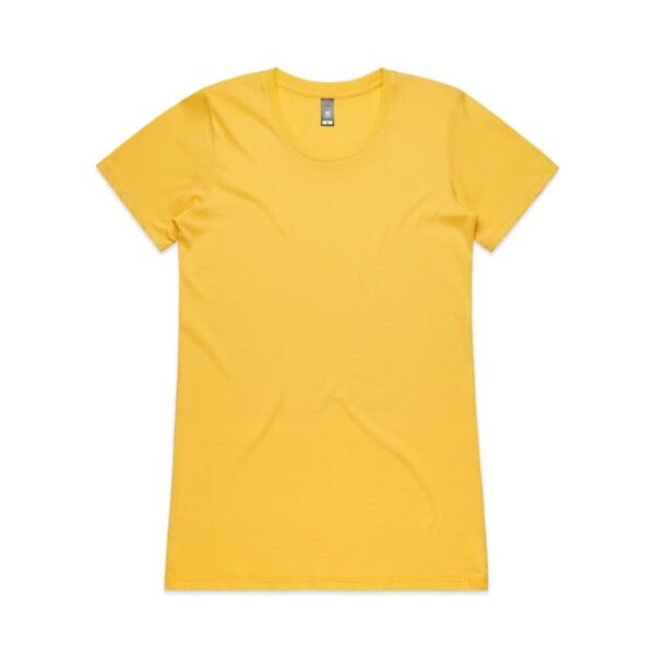 Plain yellow t-shirt laid flat on a white background.