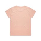 Peach-colored T-shirt displayed flat, back view.