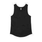 Black sleeveless tank top on a white background.