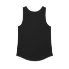 Black sleeveless tank top, back view.