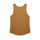 Brown sleeveless tank top, back view, isolated on white background.