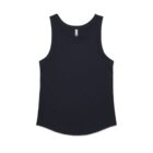 Black sleeveless tank top on a white background.