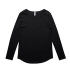Black long-sleeve shirt on a white background.